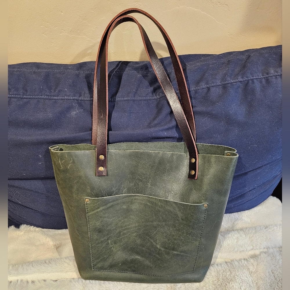 Portland Leather Forest Green Medium Tote Bag